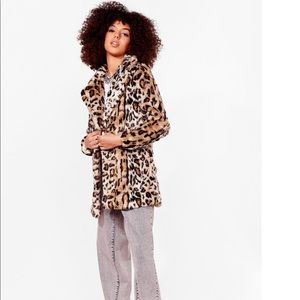 NWT Leopard Faux Fur Coat